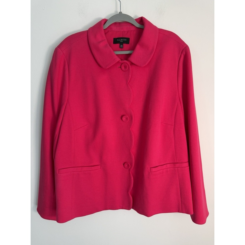 Talbots Blazer Jacket Womens 22W Pink Scalloped Hem Lined Office Mature Preppy - Picture 3 of 11